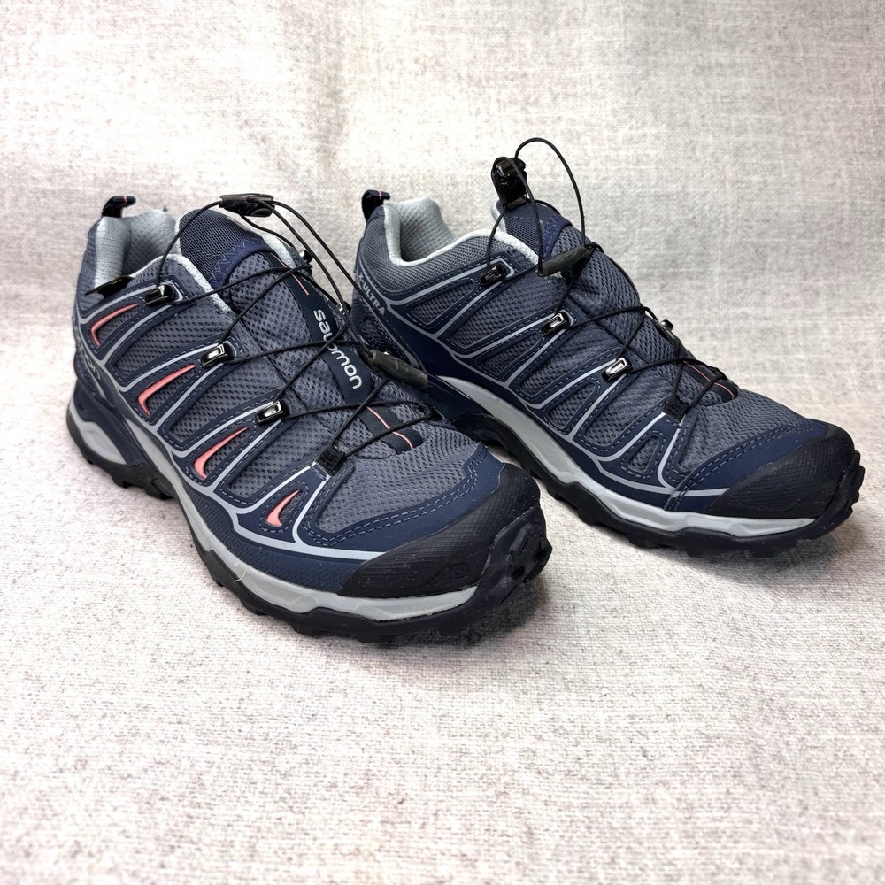 Salomon X Ultra 2 Shoes Womens Sz 7 Navy Pink Hiking Quick Lace Contagrip Nature